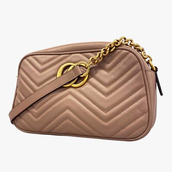 Gucci Handbags - GUCCI Cream Leather GG Marmont Shoulder Bag